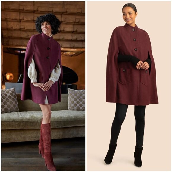 💕TRINA TURK💕 Parker Cape ~ Knit Melton Cab Frank Large L NWT - Picture 1 of 15